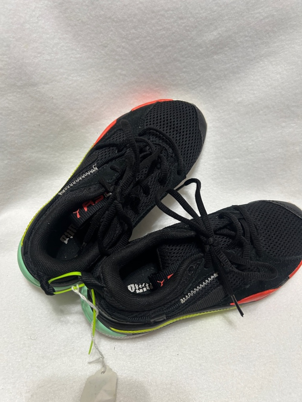 Puma Kids Black Sneakers with Neon Green and Orange Accents - Picture 3 of 3